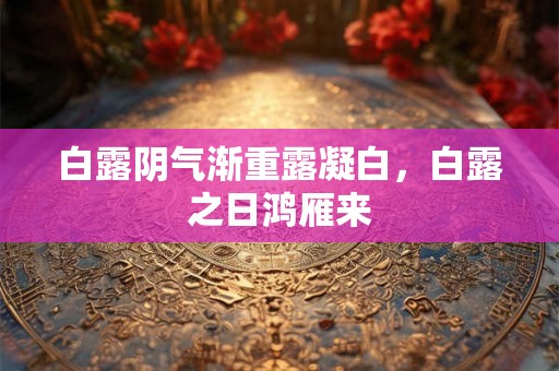 白露阴气渐重露凝白，白露之日鸿雁来