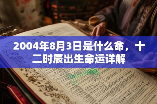 2004年8月3日是什么命，十二时辰出生命运详解