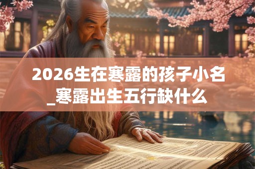 2026生在寒露的孩子小名_寒露出生五行缺什么