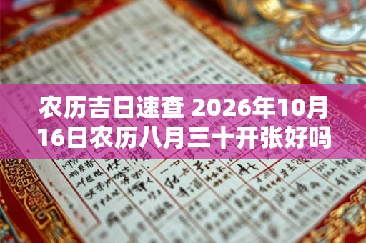 农历吉日速查 2026年10月16日农历八月三十开张好吗