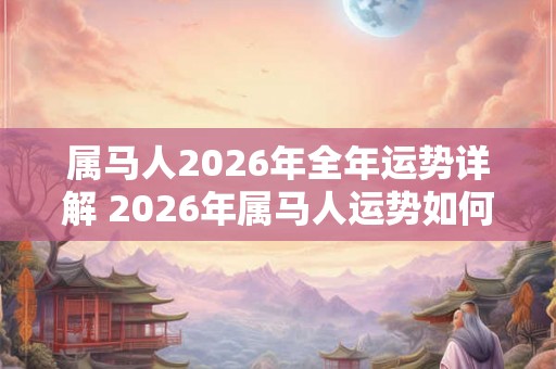 属马人2026年全年运势详解 2026年属马人运势如何