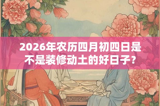 2026年农历四月初四日是不是装修动土的好日子？