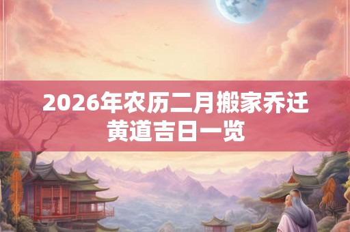 2026年农历二月搬家乔迁黄道吉日一览