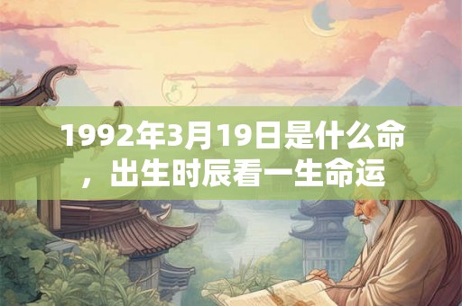 1992年3月19日是什么命，出生时辰看一生命运