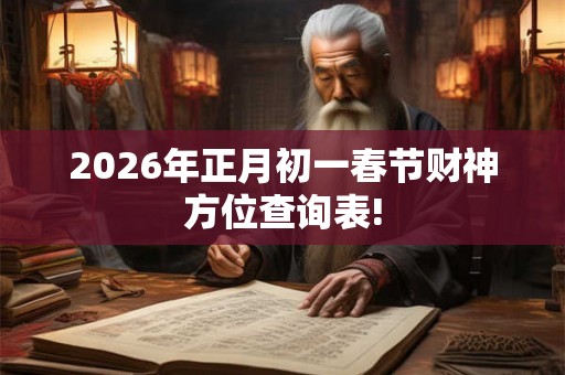 2026年正月初一春节财神方位查询表!