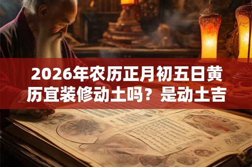 2026年农历正月初五日黄历宜装修动土吗？是动土吉日吗