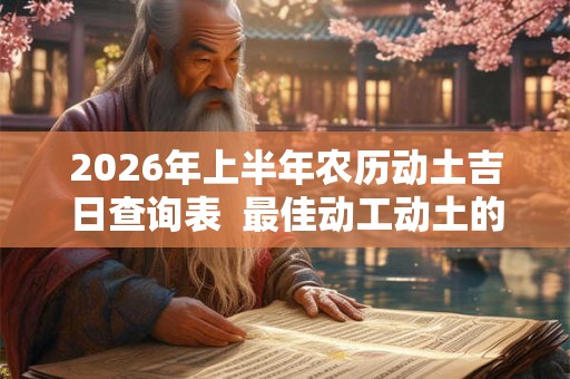 2026年上半年农历动土吉日查询表  最佳动工动土的日子