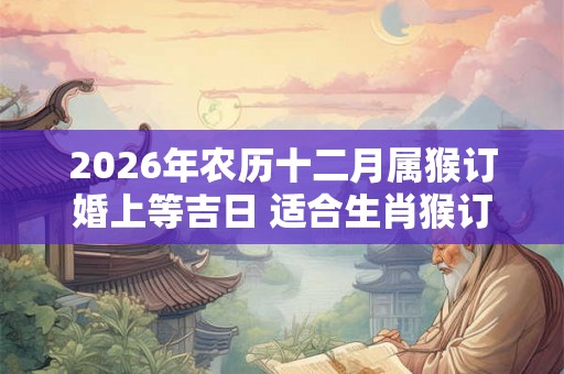 2026年农历十二月属猴订婚上等吉日 适合生肖猴订亲