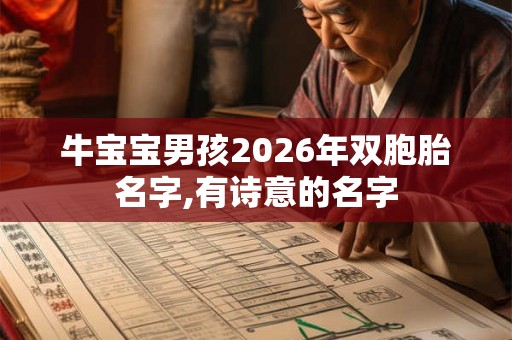牛宝宝男孩2026年双胞胎名字,有诗意的名字