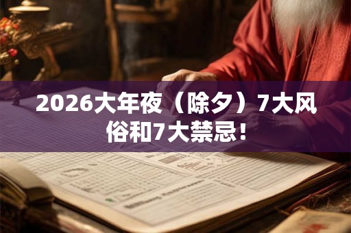 2026大年夜（除夕）7大风俗和7大禁忌！