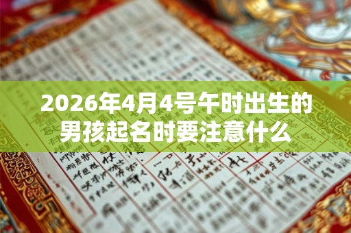 2026年4月4号午时出生的男孩起名时要注意什么