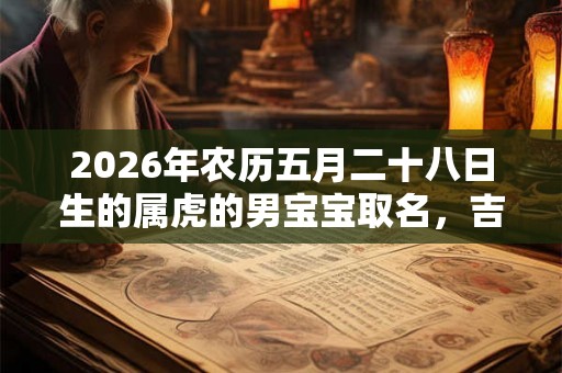 2026年农历五月二十八日生的属虎的男宝宝取名，吉利寓意好的男孩名字锦集