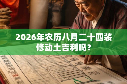 2026年农历八月二十四装修动土吉利吗？