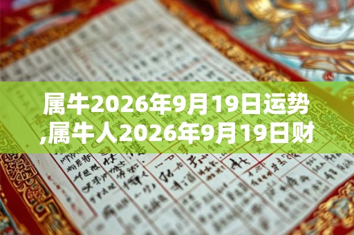 属牛2026年9月19日运势,属牛人2026年9月19日财运,生肖牛2026年9月19日运势