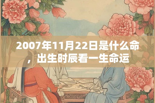 2007年11月22日是什么命，出生时辰看一生命运