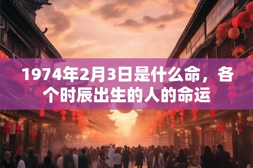 1974年2月3日是什么命，各个时辰出生的人的命运