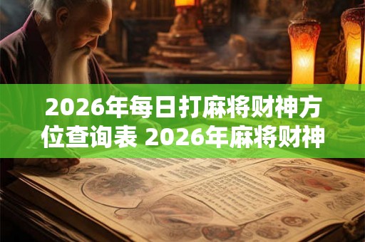 2026年每日打麻将财神方位查询表 2026年麻将财神方位日查表
