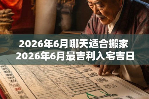 2026年6月哪天适合搬家 2026年6月最吉利入宅吉日