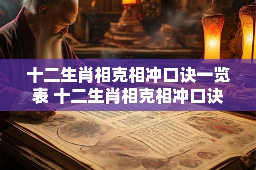 十二生肖相克相冲口诀一览表 十二生肖相克相冲口诀是什么