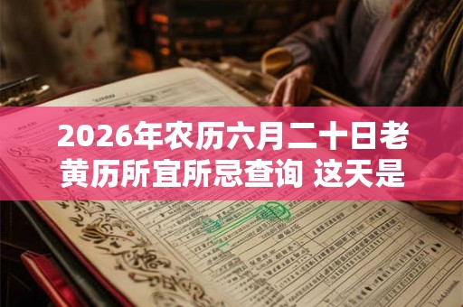 2026年农历六月二十日老黄历所宜所忌查询 这天是吉日吗 2026年农历六月二十日老黄历所宜所忌查询 这天是吉日吗
