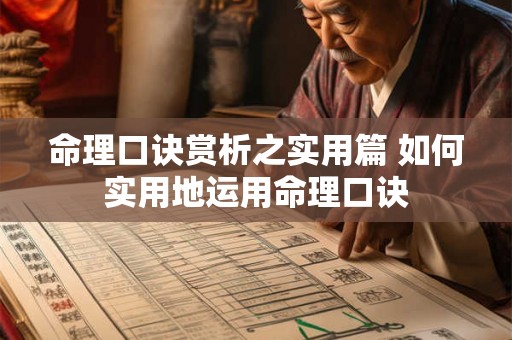 命理口诀赏析之实用篇 如何实用地运用命理口诀