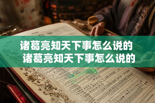 诸葛亮知天下事怎么说的  诸葛亮知天下事怎么说的