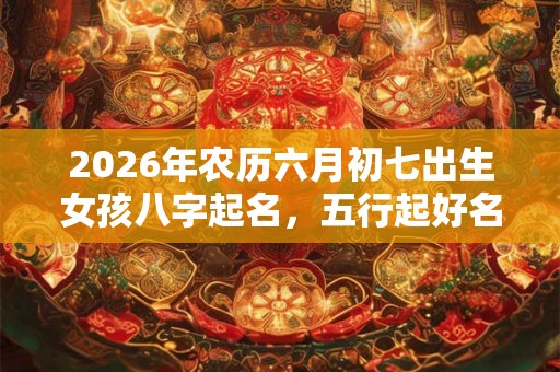 2026年农历六月初七出生女孩八字起名，五行起好名字大全