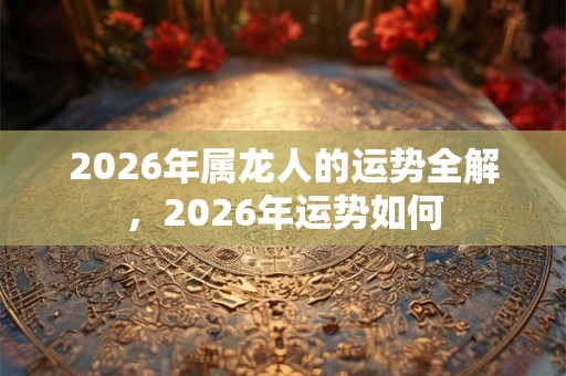 2026年属龙人的运势全解，2026年运势如何