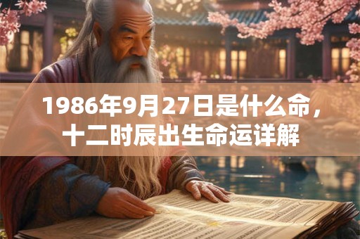 1986年9月27日是什么命，十二时辰出生命运详解
