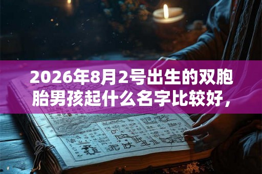 2026年8月2号出生的双胞胎男孩起什么名字比较好，五行属什么
