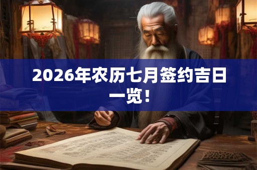 2026年农历七月签约吉日一览！