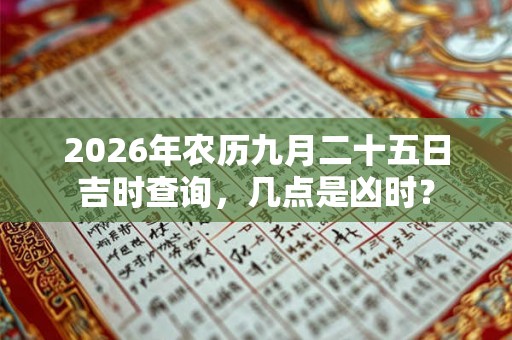 2026年农历九月二十五日吉时查询，几点是凶时？