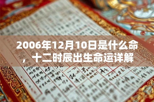 2006年12月10日是什么命，十二时辰出生命运详解