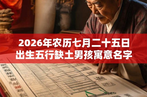 2026年农历七月二十五日出生五行缺土男孩寓意名字