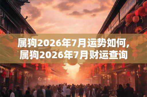 属狗2026年7月运势如何,属狗2026年7月财运查询