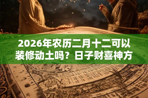 2026年农历二月十二可以装修动土吗？日子财喜神方位？