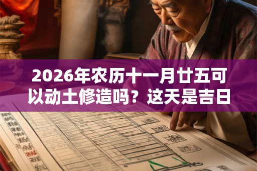 2026年农历十一月廿五可以动土修造吗？这天是吉日吗？