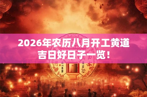 2026年农历八月开工黄道吉日好日子一览! 2026年农历八月开工黄道吉日好日子一览!