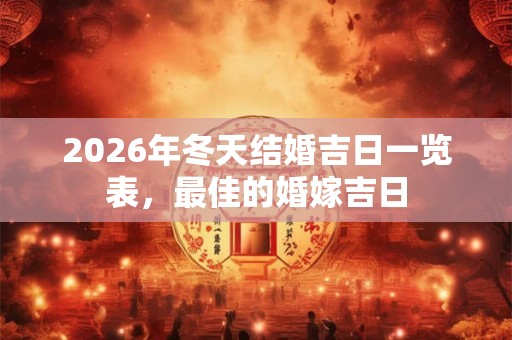2026年冬天结婚吉日一览表，最佳的婚嫁吉日