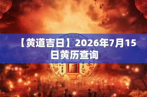 【黄道吉日】2026年7月15日黄历查询
