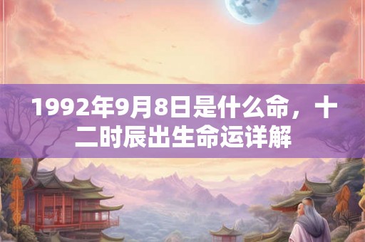1992年9月8日是什么命，十二时辰出生命运详解