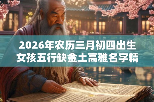 2026年农历三月初四出生女孩五行缺金土高雅名字精选
