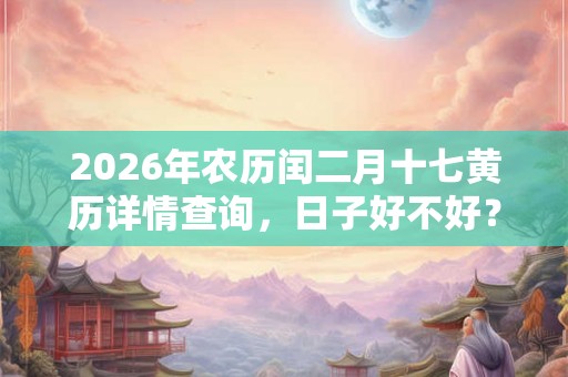 2026年农历闰二月十七黄历详情查询,日子好不好? 2026年农历闰二月十七黄历详情查询,日子好不好?