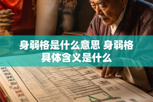 身弱格是什么意思 身弱格具体含义是什么 身弱格是什么意思 身弱格具体含义是什么