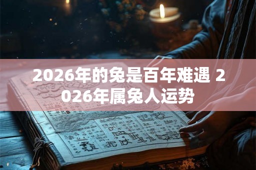 2026年的兔是百年难遇 2026年属兔人运势