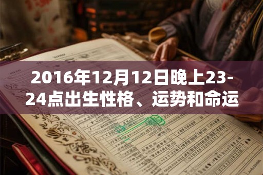 2016年12月12日晚上23-24点出生性格、运势和命运