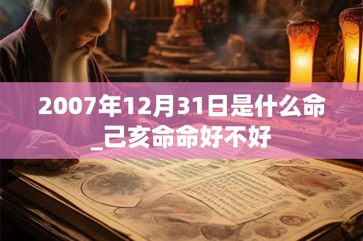 2007年12月31日是什么命_己亥命命好不好