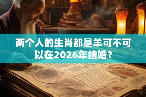 两个人的生肖都是羊可不可以在2026年结婚? 两个人的生肖都是羊可不可以在2026年结婚?