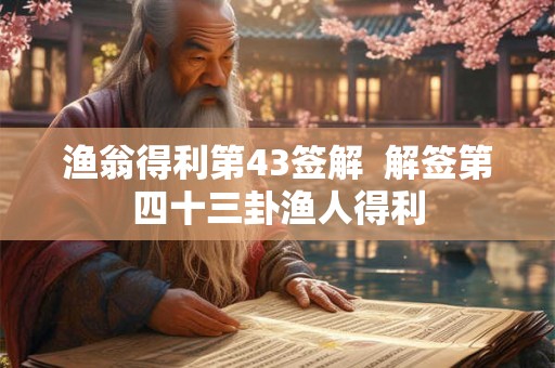 渔翁得利第43签解  解签第四十三卦渔人得利