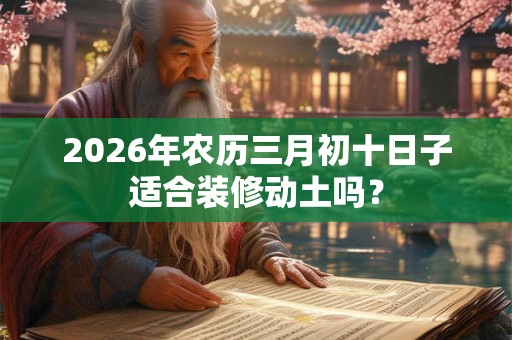2026年农历三月初十日子适合装修动土吗? 2026年农历三月初十日子适合装修动土吗?